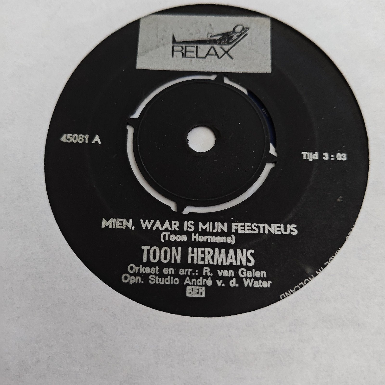 Toon Hermans - Mien, Waar Is Mijn Feestneus (Single), Gebruikt, 7 inch, Ophalen of Verzenden, EP