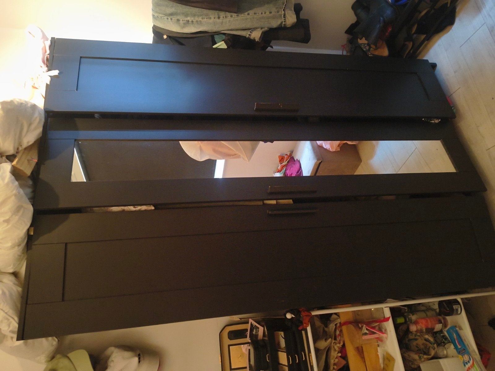 Zwarte kledingkast met spiegeldeur ikea, Ophalen, Gebruikt, 50 tot 100 cm, Modern