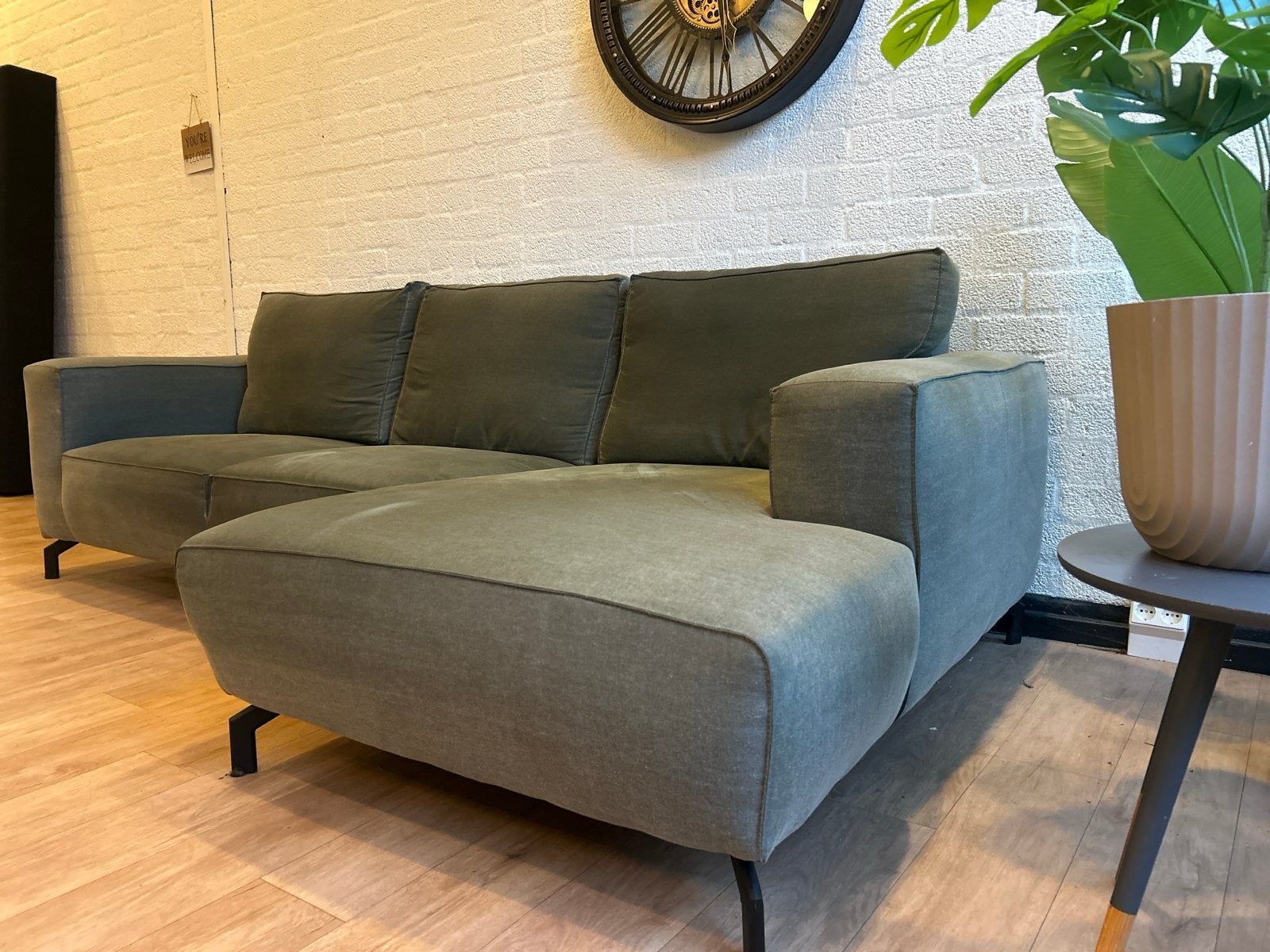 IN.HOUSE Luxe Groene Hoekbank | Professioneel Gereinigd, 250 tot 300 cm, 125 tot 150 cm, Ophalen of Verzenden, Zo goed als nieuw