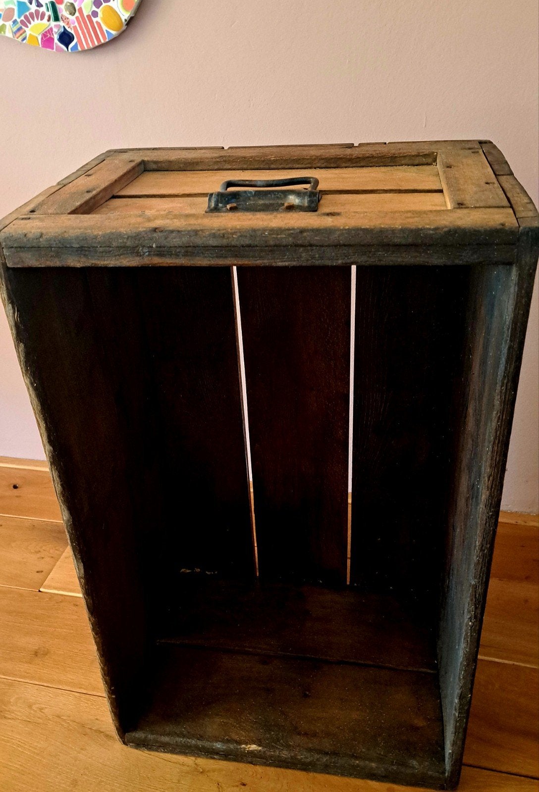 Vintage Houten Kist met handvat, Ophalen