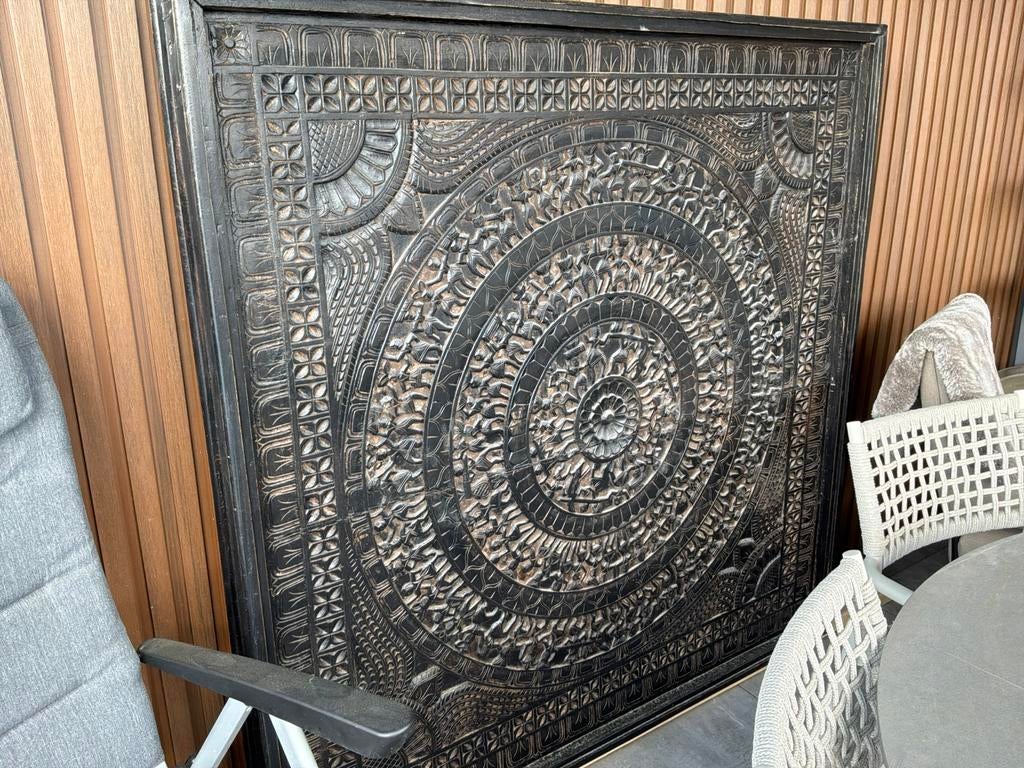 Uniek oud houten wandpaneel - Handgesneden decoratie, Ophalen, Gebruikt, Hout, Vintage