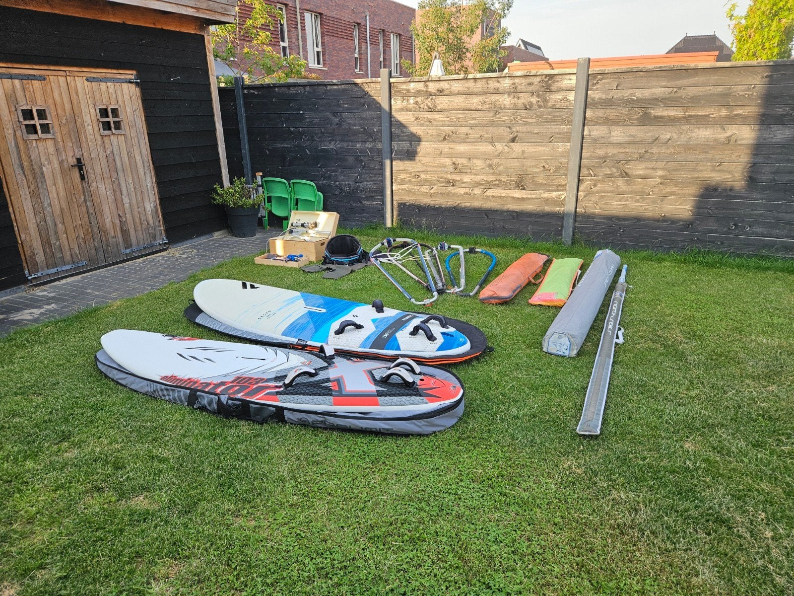 Complete windsurfset, Watersport en Boten, Windsurfen, Gebruikt, Complete set, Fanatic, Minder dan 250 cm, Met giek, Met mast