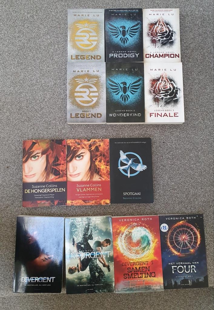 Legend, Divergent, Hungergames reeksen, Boeken, Ophalen of Verzenden