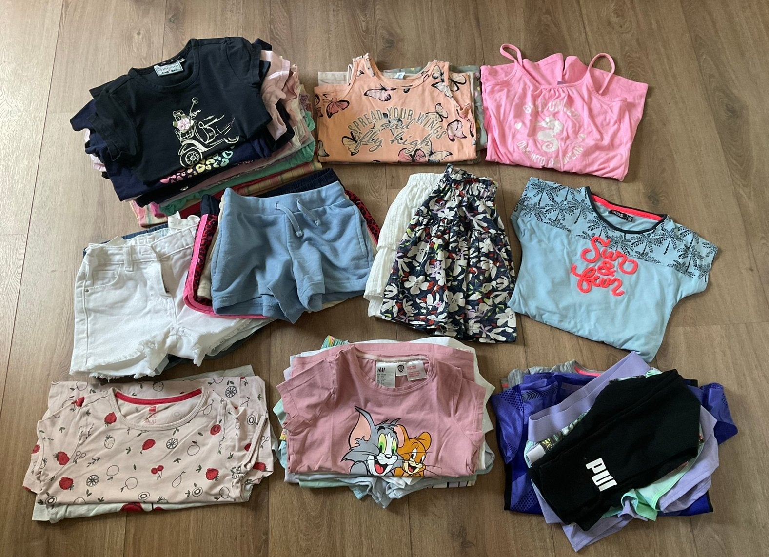 Pakket meisjeskleding zomer incl sportkleding maat 128, Ophalen of Verzenden, Gebruikt, Maat 128