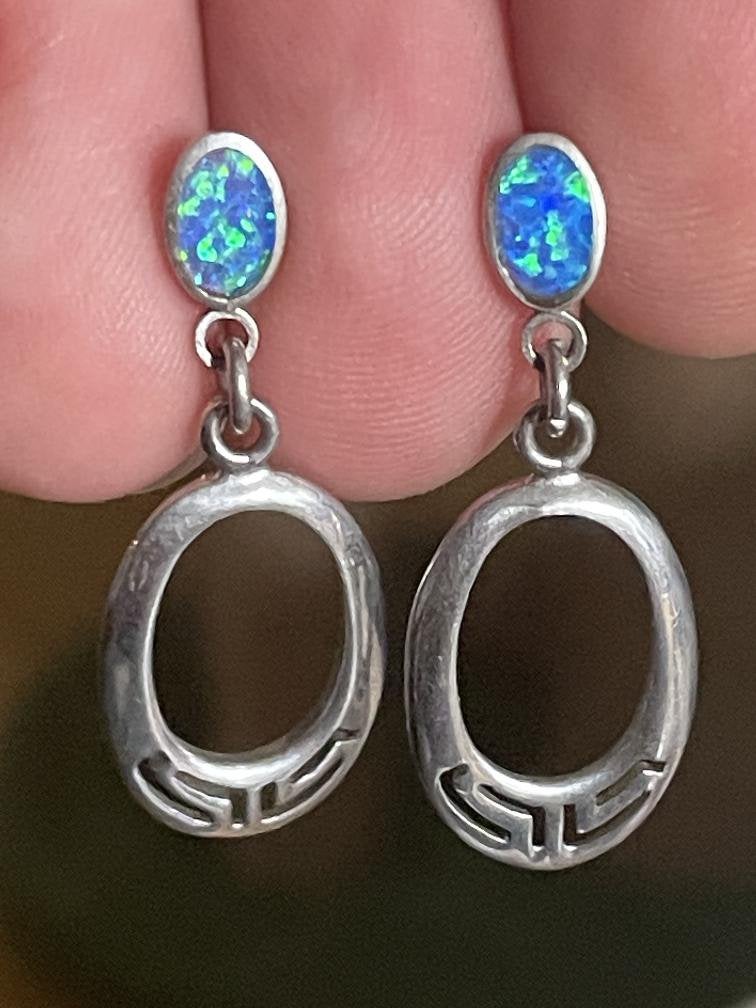 Zilveren vintage oorbellen met opaal, Sieraden, Tassen en Uiterlijk, Ophalen of Verzenden, Zo goed als nieuw, Nvt, Nvt
