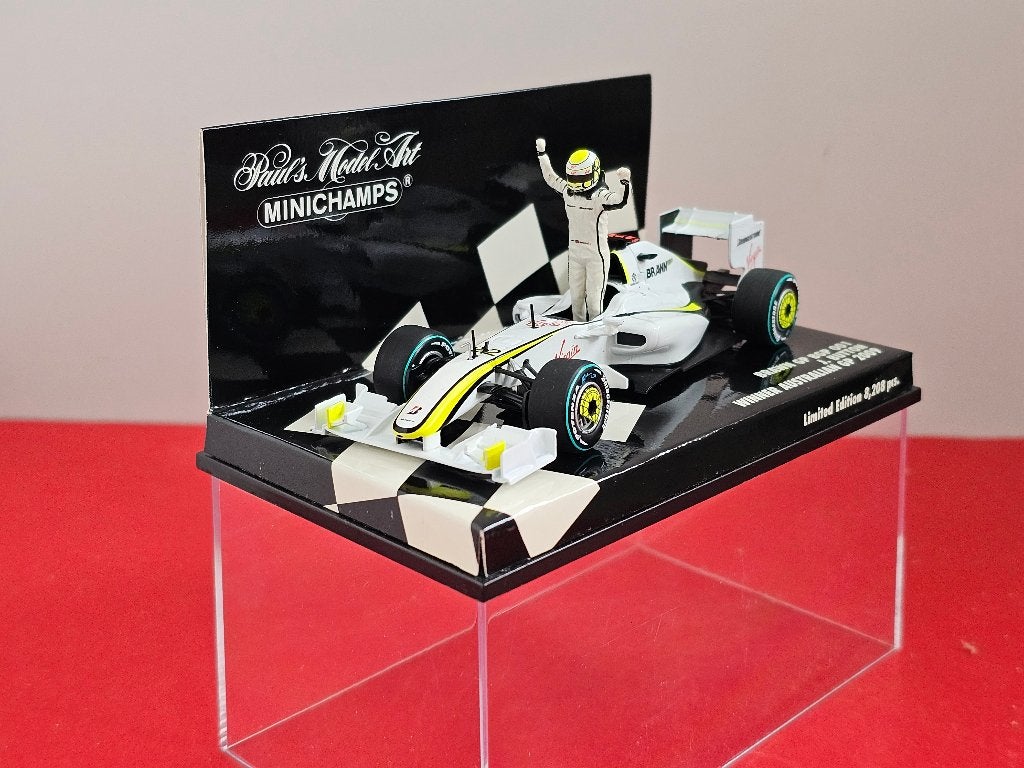 Brawn GP BGP001, J. Button # 22, Win Australie 2009/WK 2009, Ophalen of Verzenden, Zo goed als nieuw, Auto, MiniChamps