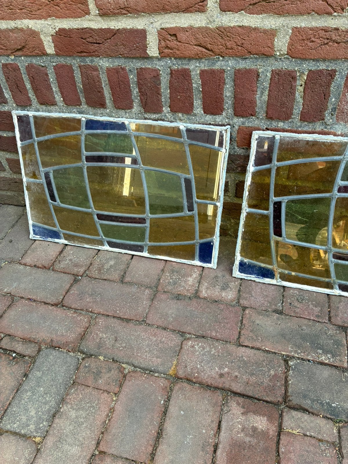 Glas in lood ramen origineel jaren 50, Ophalen, Gevelraam of Ruit, Minder dan 80 cm, Glas in lood