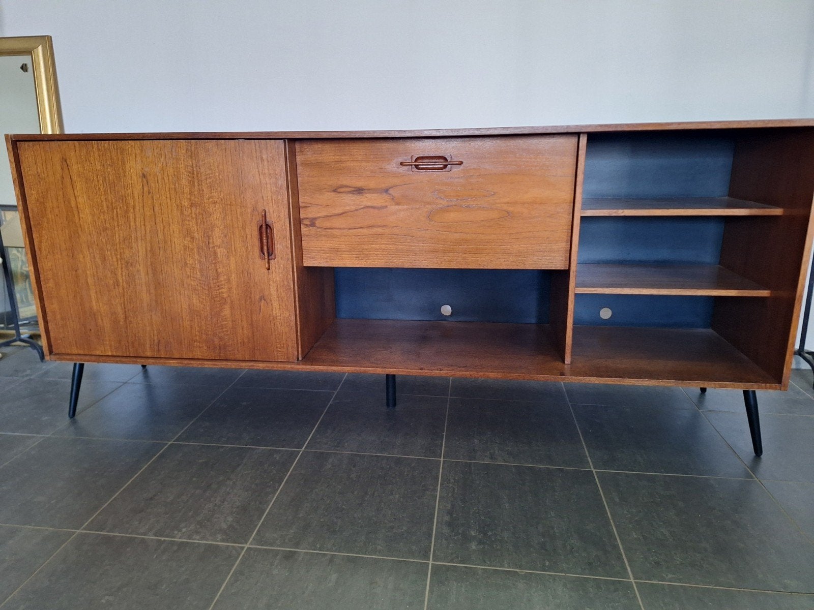 Vintage midboard midcentury., Ophalen, Gebruikt, Minder dan 150 cm, Minder dan 100 cm