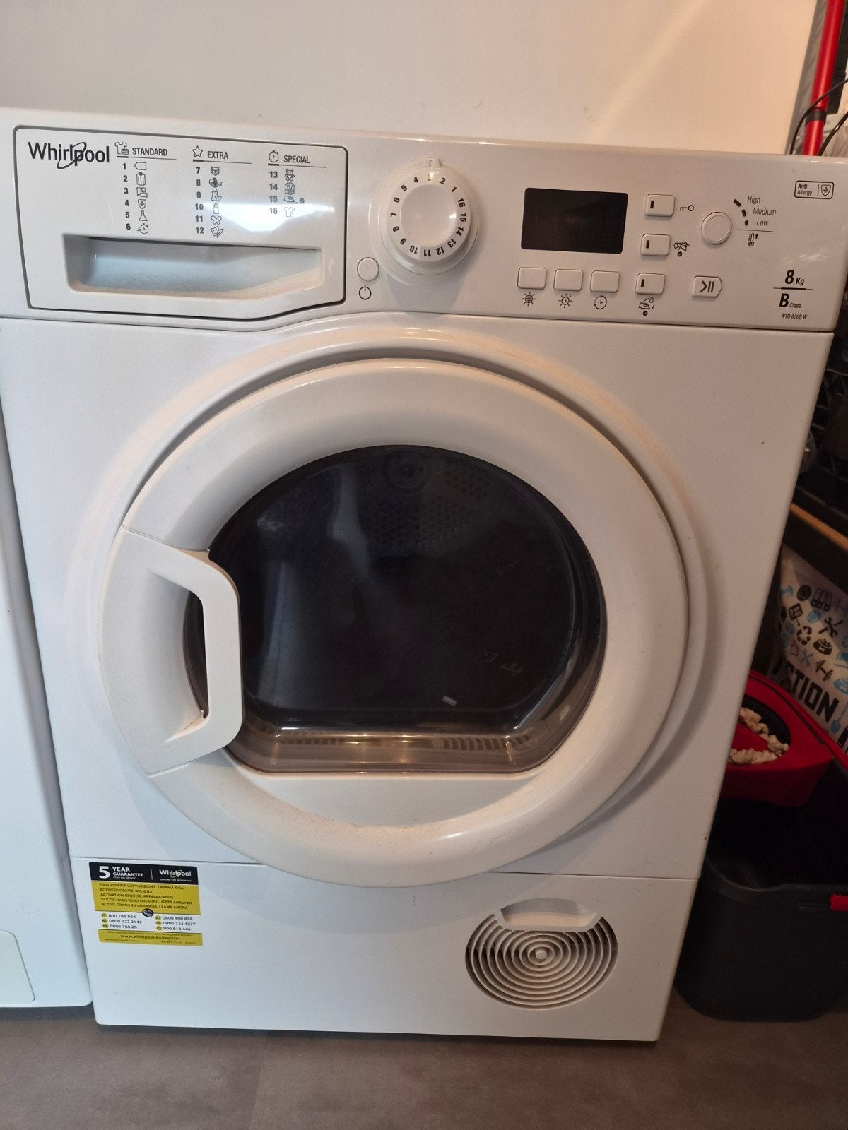 Whirlpool wasdroger 8kg - Lager defect, Ophalen, Gebruikt, 8 tot 10 kg, Voorlader