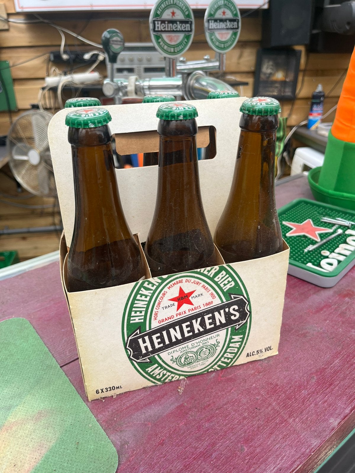 Heinikenflesjes met orginele houder, Verzamelen, Ophalen, Gebruikt, Flesje(s), Heineken