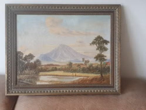 vulkaan Gunung Merapi Java gesigneerd Zank vooroorlogs., Antiek en Kunst, Ophalen