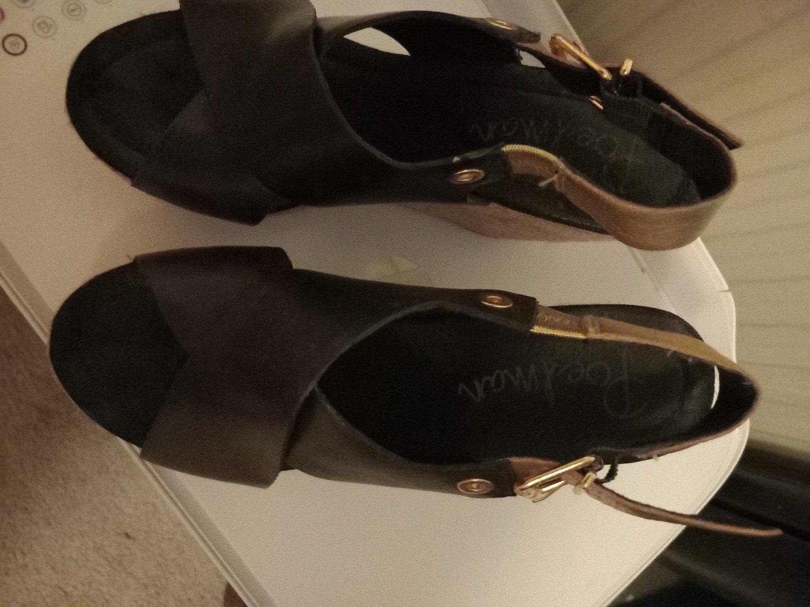 bijna nieuw schoenen Poelman zwart/goud maat 39, Verzenden, Zo goed als nieuw, Zwart