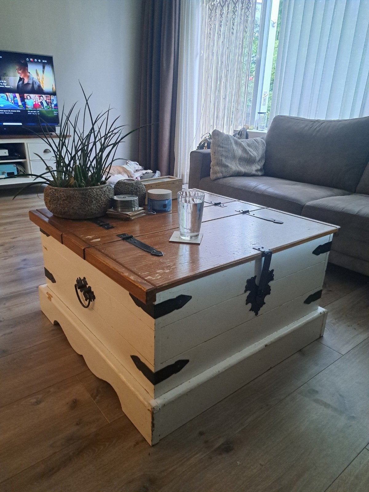 witte salontafel met opbergruimte, Ophalen, Gebruikt, 50 tot 100 cm, Grenenhout