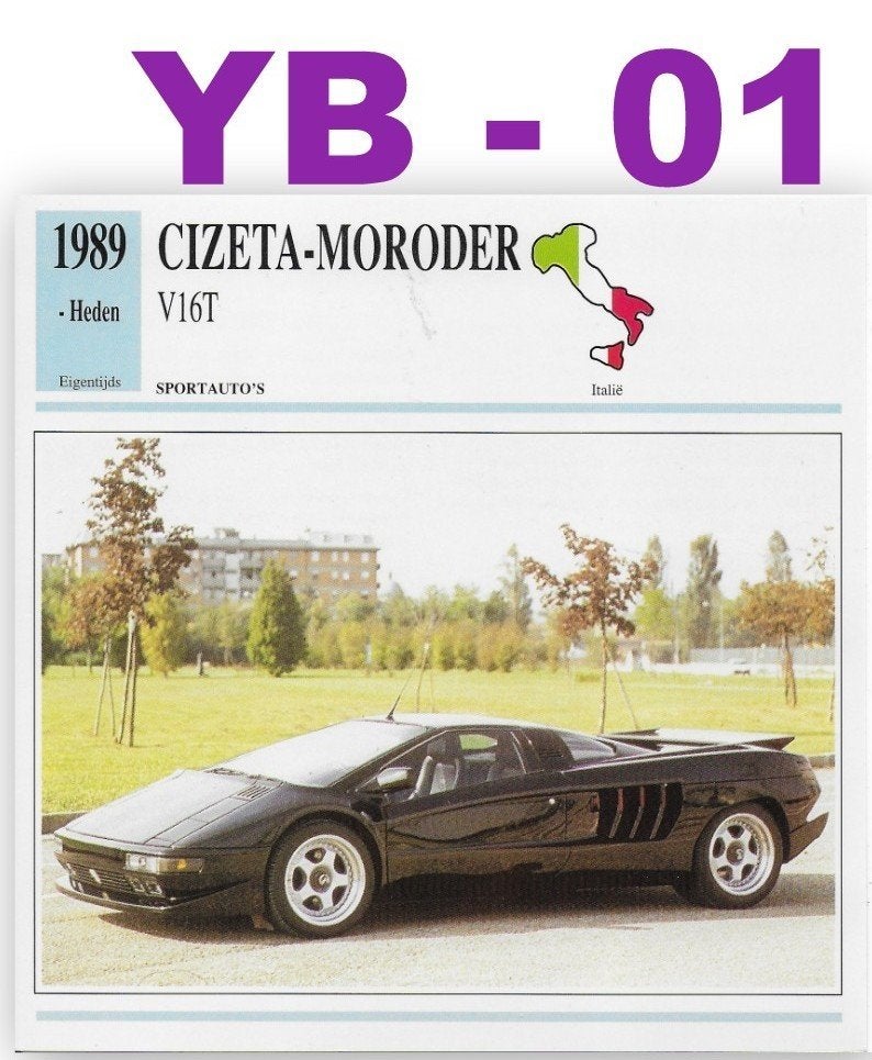 Yb01 autokaart cizeta moroder v16t monaco ( 1989 ), Ophalen of Verzenden, Zo goed als nieuw, Auto's