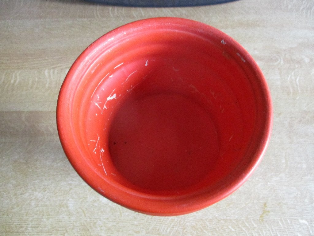Modica oranje bloempot Gouda vintage retro aardewerk voet, Antiek en Kunst, Ophalen of Verzenden