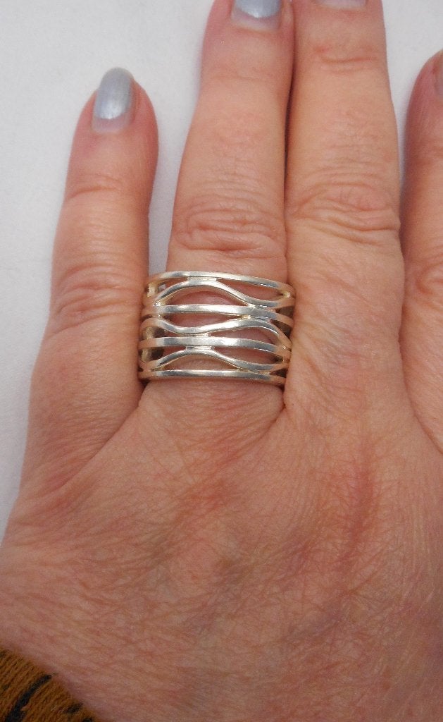 Zilveren royale modernist ring maat 16,5 nr.425