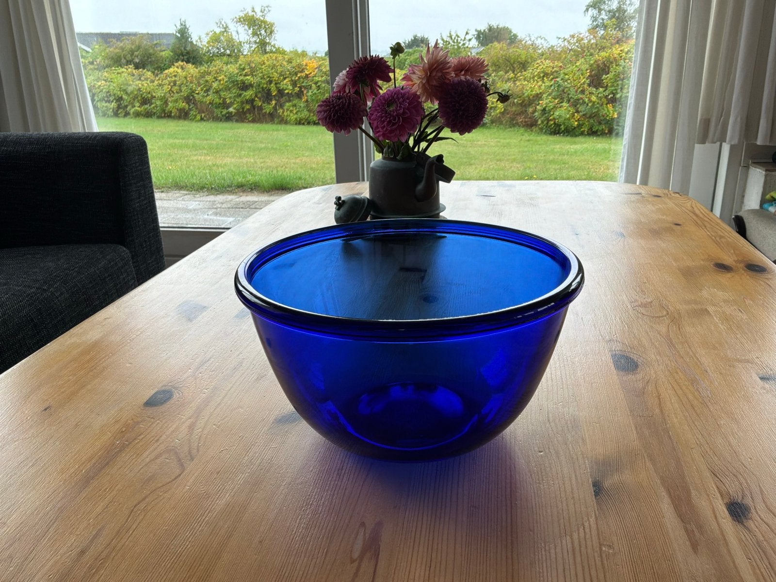 Vintage Arcoroc France Kobaltblauwe mengkom- 24cm diameter, Schaal, Rond, Ophalen of Verzenden, Glas