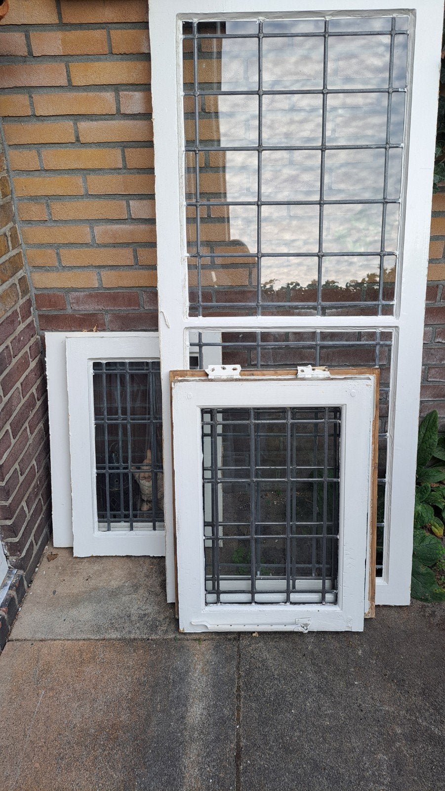 Oude kozijnen met glas in lood (5 stuks), Ophalen, Gevelraam of Ruit, Gebruikt, Minder dan 80 cm