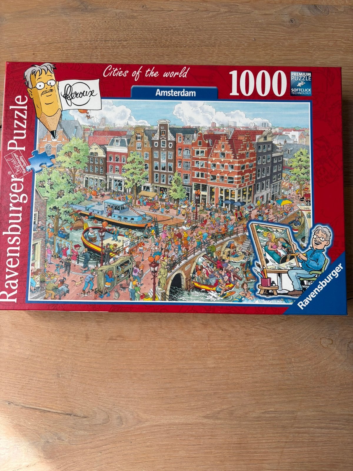 Ravensburger Cities of the world-Amsterdam, Hobby en Vrije tijd, Denksport en Puzzels, Verzenden, 500 t/m 1500 stukjes, Zo goed als nieuw