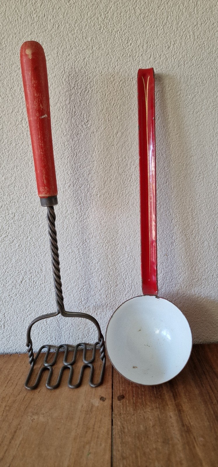 emaille soeplepel en aardappel stamper, Antiek en Kunst, Antiek | Emaille, Ophalen of Verzenden