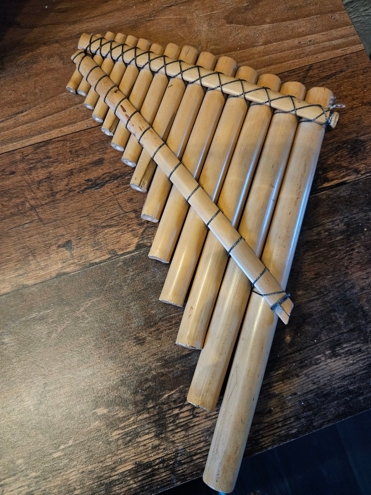 Prachtige Panfluit van Bamboe - Handgemaakt Muziekinstrument, Ophalen of Verzenden, Gebruikt, Houtblazer