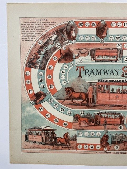 oud bordspel TRAMWAY SPEL reclame voor Van Houten chocolade, Verzamelen, Merken en Reclamevoorwerpen, Ophalen of Verzenden, Gebruikt