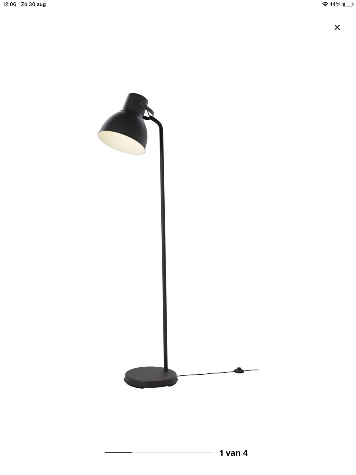 Stoere donkergrijze staande lamp IKEA Hektar, Huis en Inrichting, Ophalen, Zo goed als nieuw, 150 tot 200 cm