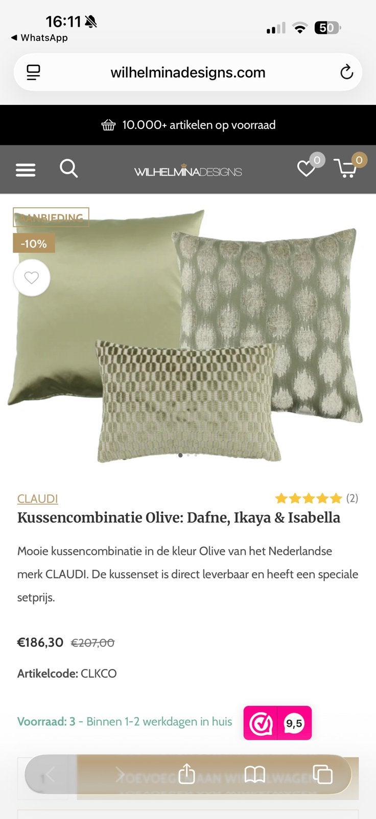 Claudi set deken + kussens, Ophalen of Verzenden, Zo goed als nieuw, Vierkant