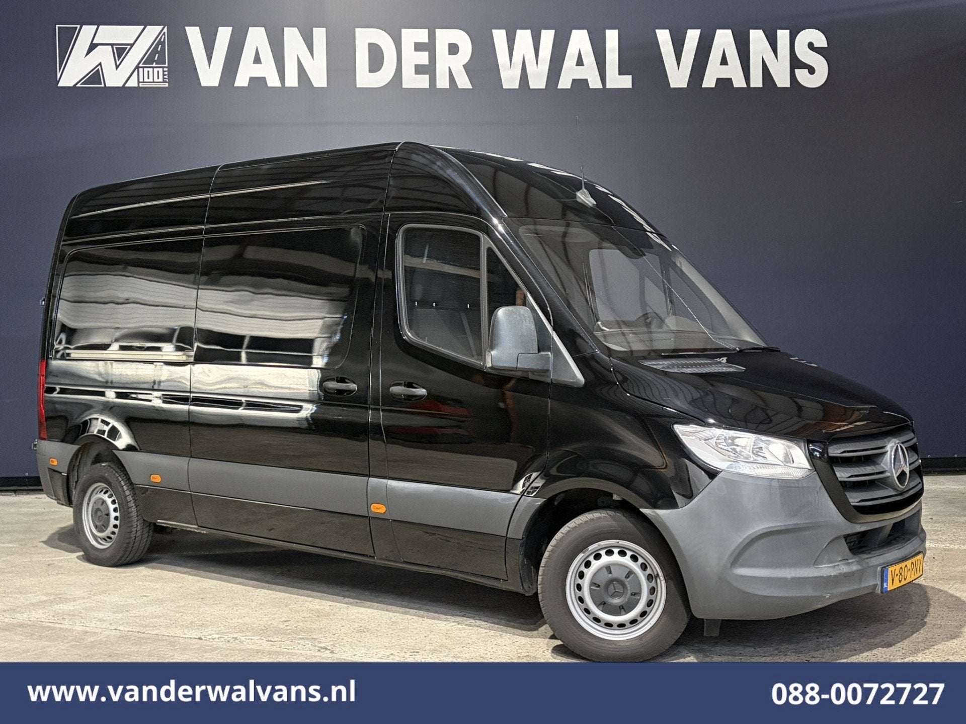 Mercedes-Benz Sprinter 314 CDI 143pk L2H2 Euro6 Airco | Came, Stof, 2000 kg, Zwart, Mercedes-Benz