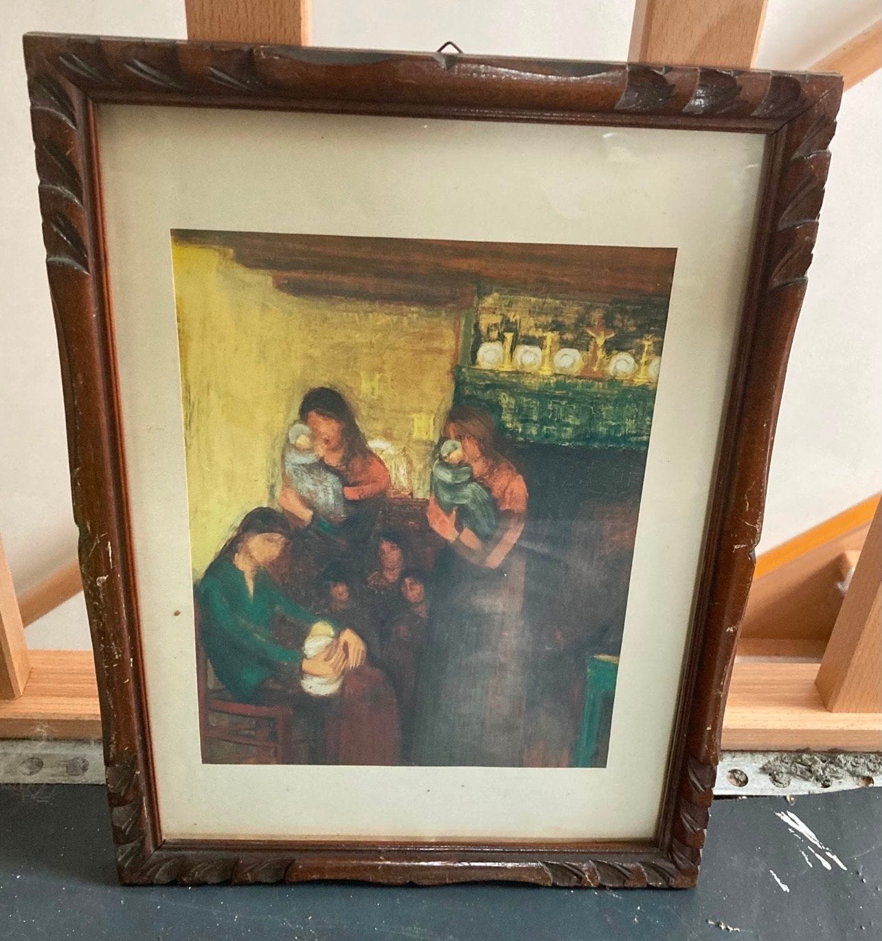 Klassiek schilderij: Moeder en kinderen, Doek, Portret of Personen, Ophalen of Verzenden, Olieverf