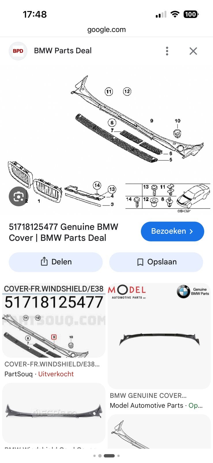 GEZOCHT org. paravaan/windlaufafdekking BMW E38 uit 1998, Ophalen of Verzenden, BMW