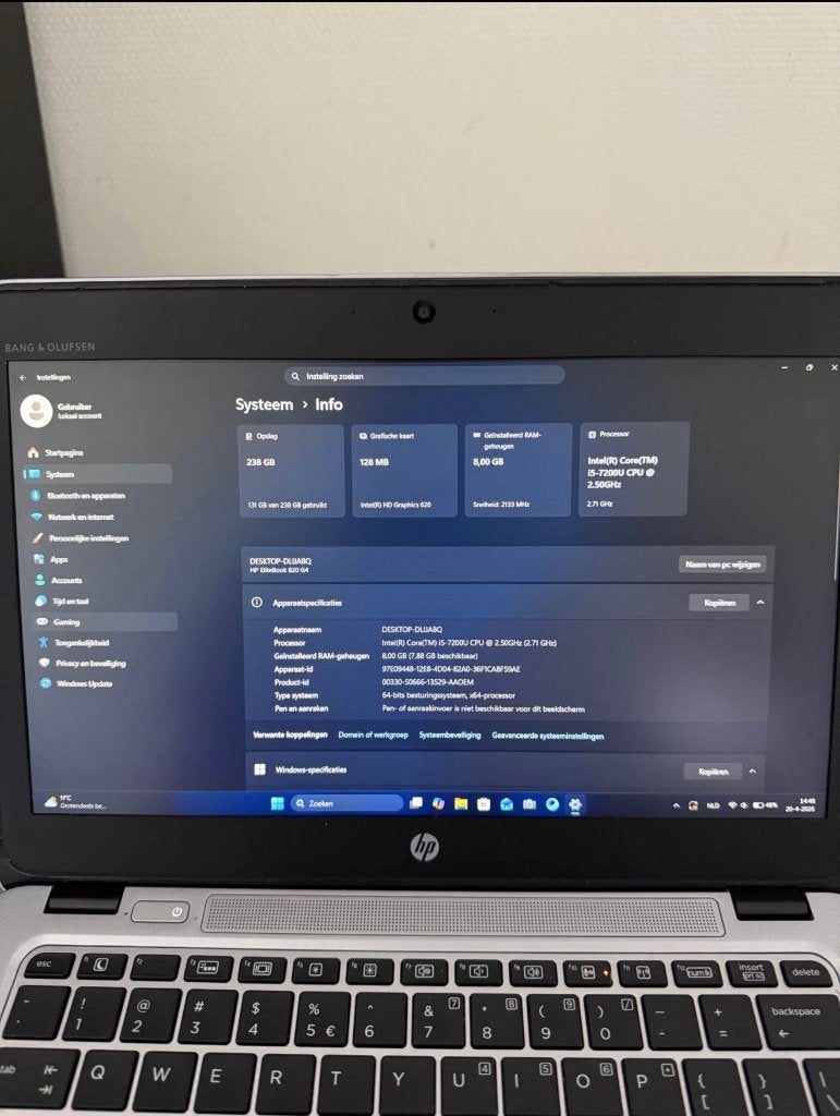 HP EliteBook 820 G4 | i5 (7e Gen) | 8GB RAM | 256GB SSD, Computers en Software, Windows Laptops, 2 tot 3 Ghz, Qwerty, 8 GB, 12 inch