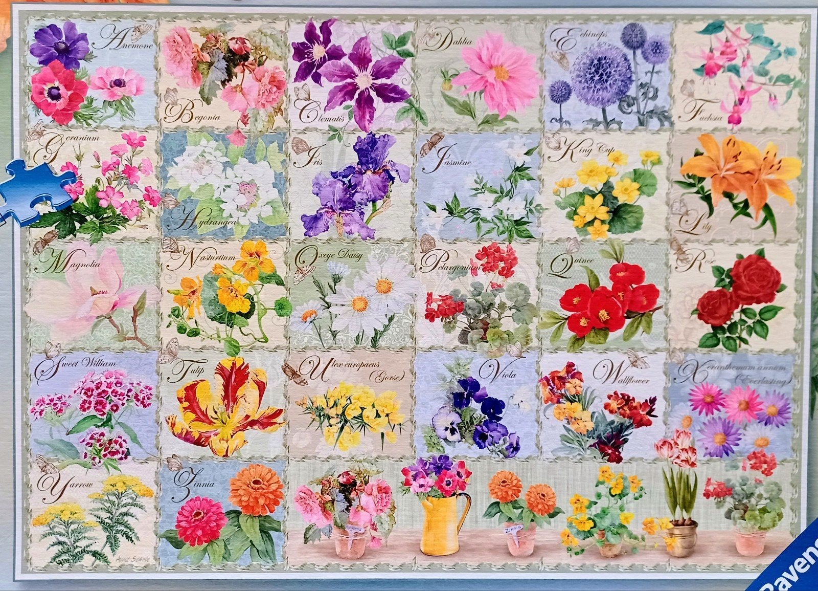 Foto 2 van Ravensburger puzzel - Vintage Flora - 1000 stukjes
