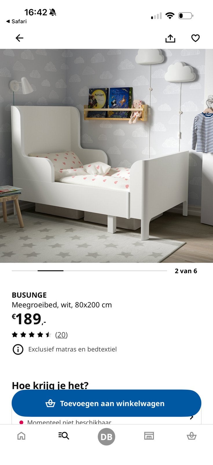 Meegroei bed roze 80x200 cm, Ophalen, Gebruikt, 180 cm of meer, 70 tot 85 cm