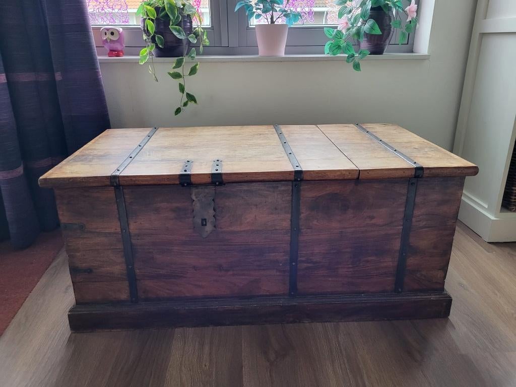 Wijnkist opbergkist, Huis en Inrichting, Woonaccessoires | Kisten, Ophalen, Gebruikt, 100 tot 150 cm, Teakhout