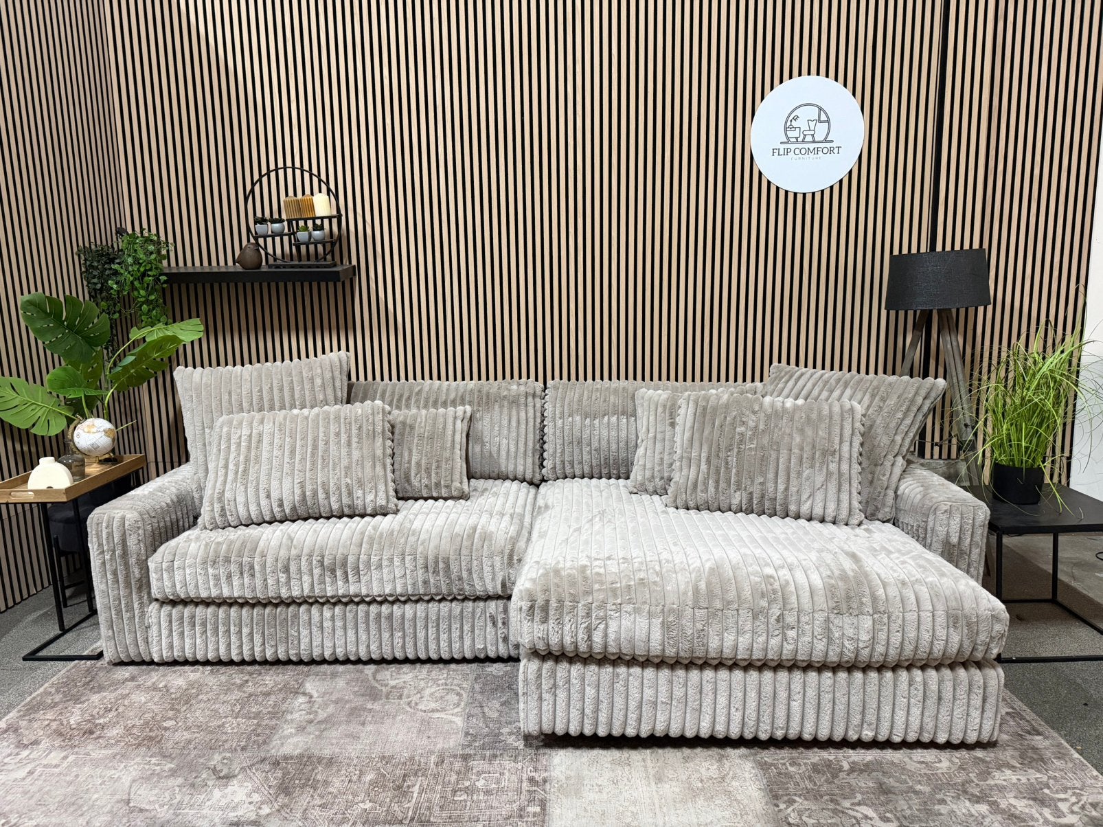 “GRATIS LEVERING” Nieuwe beige ribstof hoekbank! 280x160, 250 tot 300 cm, Hoekbank, Nieuw, Ophalen of Verzenden