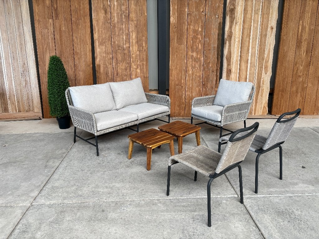 Loungeset cayenne | licht grijs rope | gratis tafeltjes, Ophalen, 5 zitplaatsen, Bank, Loungeset