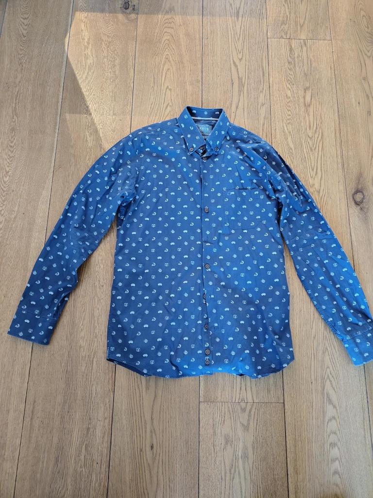 Donkerblauw overhemd van Ledub (maat 40/M ) easy ironing, Blauw, Ledub, Gedragen, Halswijdte 39/40 (M)