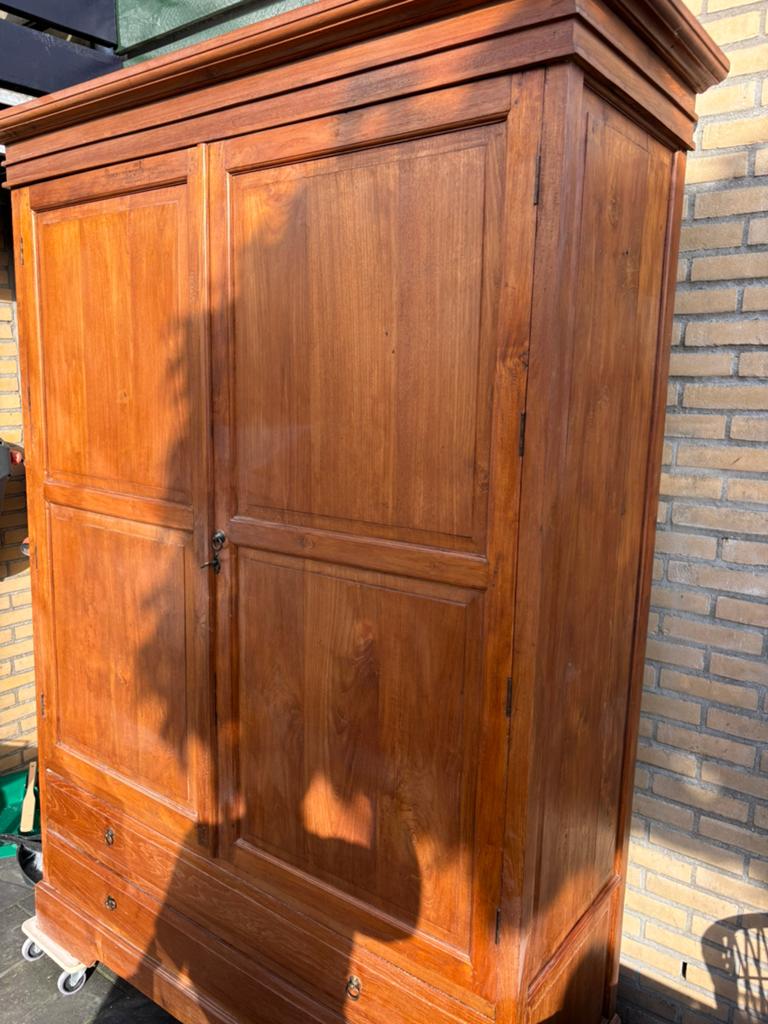 Linnenkast Teak, Gebruikt, 200 cm of meer, 150 tot 200 cm, Teakhout