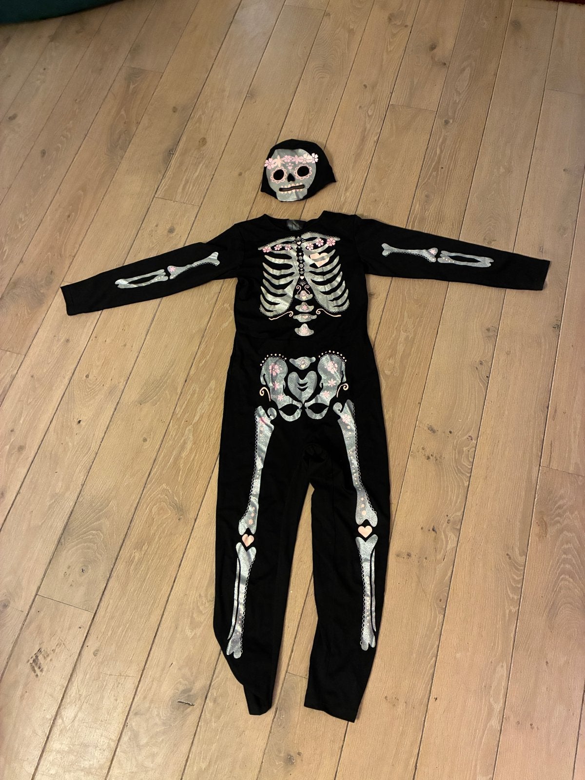 Halloween skelet pak maat 146-152 met masker, Ophalen, Gebruikt, 146 t/m 152, Jongen of Meisje