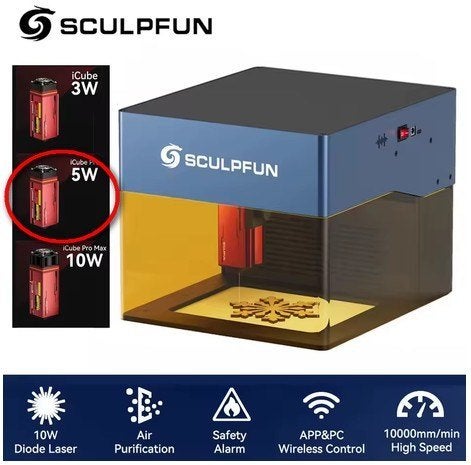 Foto 4 van Sculpfun iCube Pro 5W Lasergraveermachine