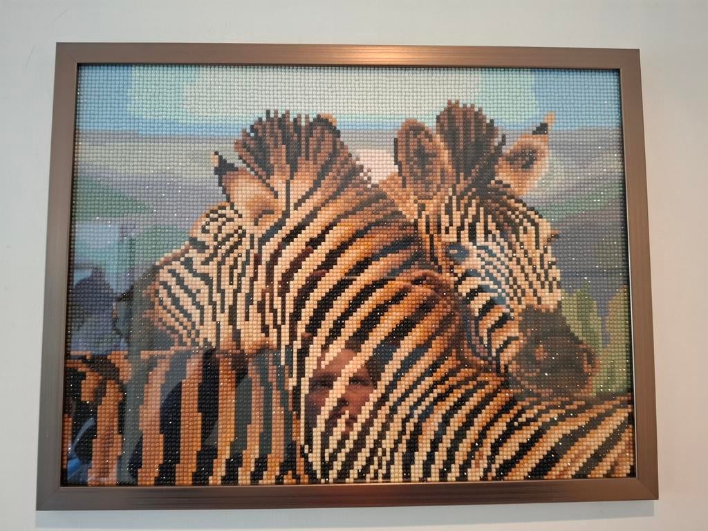 Diamond painting zebra's ingelijst, Minder dan 50 cm, Oorspronkelijke maker, Nieuw, Ophalen of Verzenden