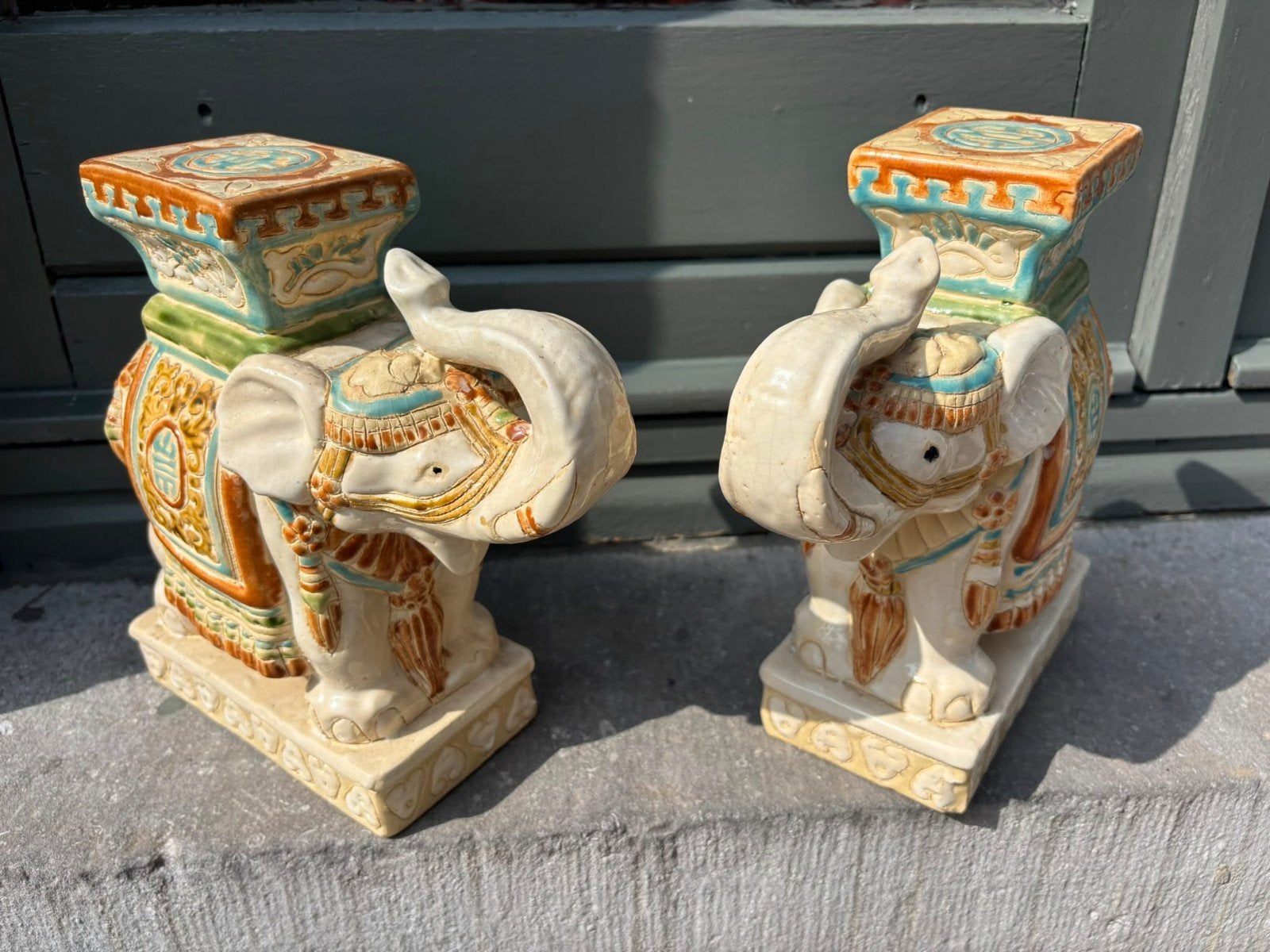 Plantentafel Olifant 2 stuks (25 x 25 cm)  samen 50,00, Ophalen of Verzenden, Rond, Minder dan 55 cm