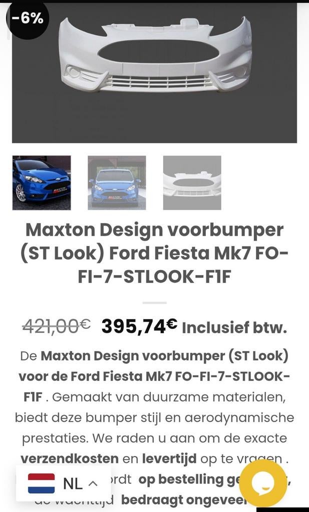 Uitbouw set bumpers en spoiler voor Ford fiesta mk7 - Nieuw, Auto-onderdelen, Carrosserie en Plaatwerk, Verzenden, Nieuw, Bumper