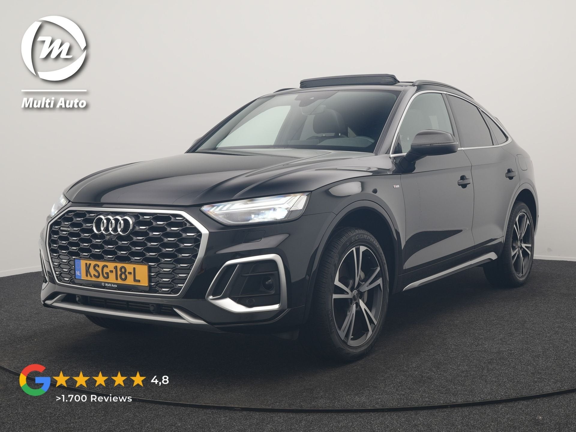 Audi Q5 Sportback 50 TFSI e 2x S Line PHEV 300pk Dealer O.H., Auto's, Audi, Automaat, Gebruikt, Zwart, 4 cilinders
