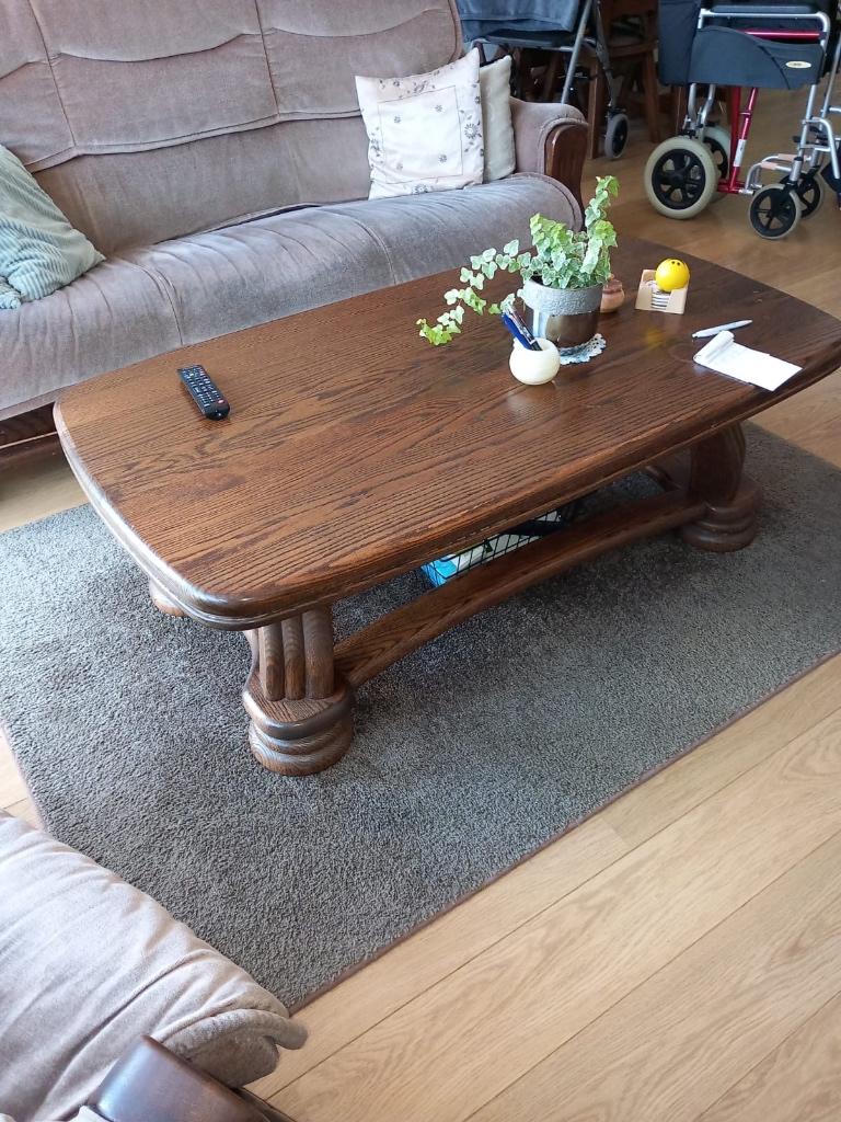 Tafel+bankstel+ stoelen, Huis en Inrichting, Ophalen, Gebruikt, Eikenhout, 50 tot 100 cm