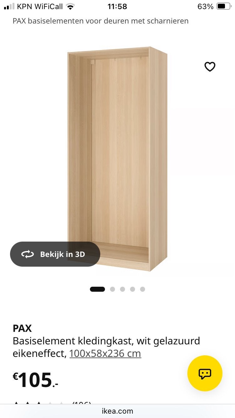 Ikea Pax kast, Ophalen, Zo goed als nieuw, 50 tot 75 cm, 200 cm of meer