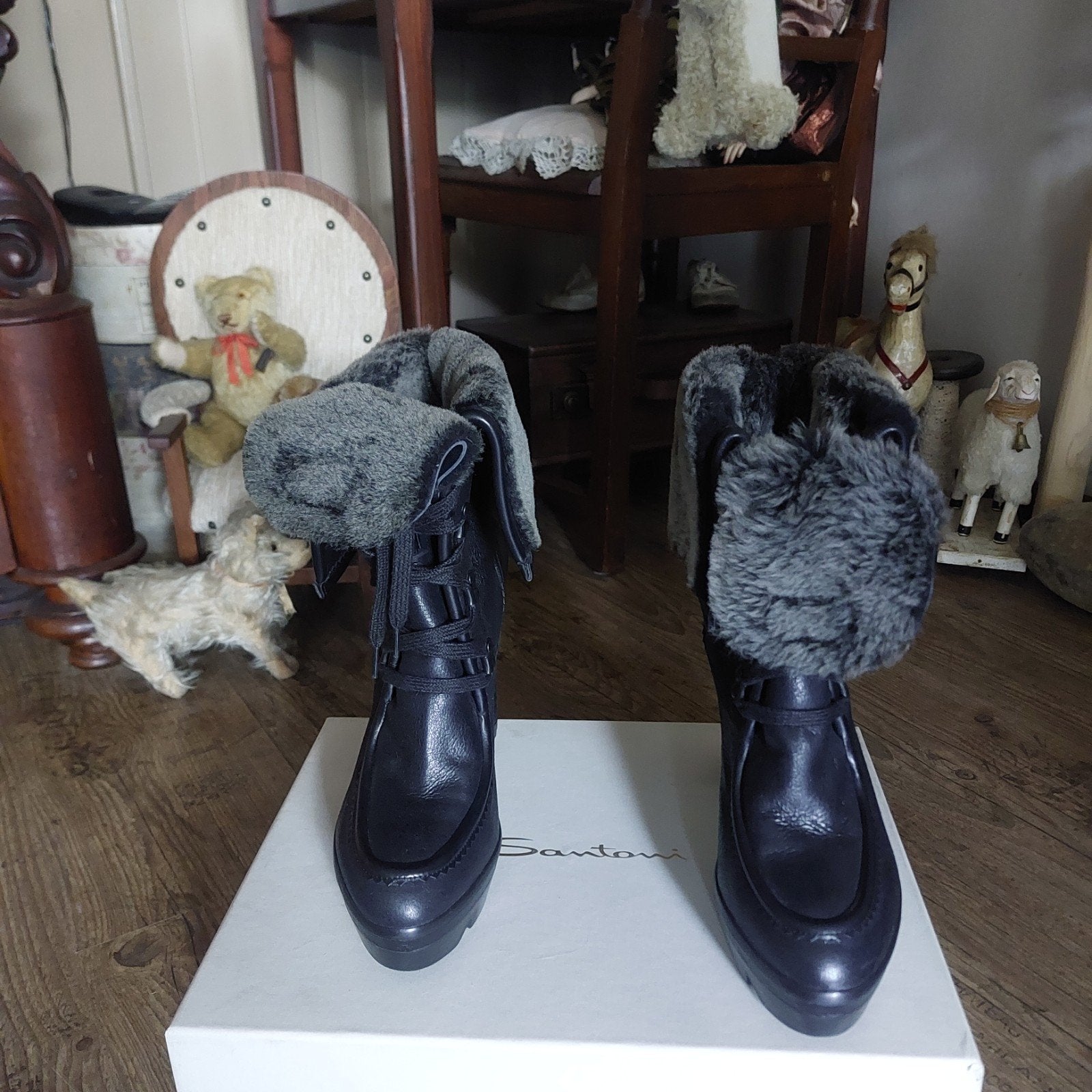 Schitterende SANTONI Enkellaarsjes., Kleding | Dames, Zwart, Lage of Enkellaarzen, Nieuw, Ophalen of Verzenden