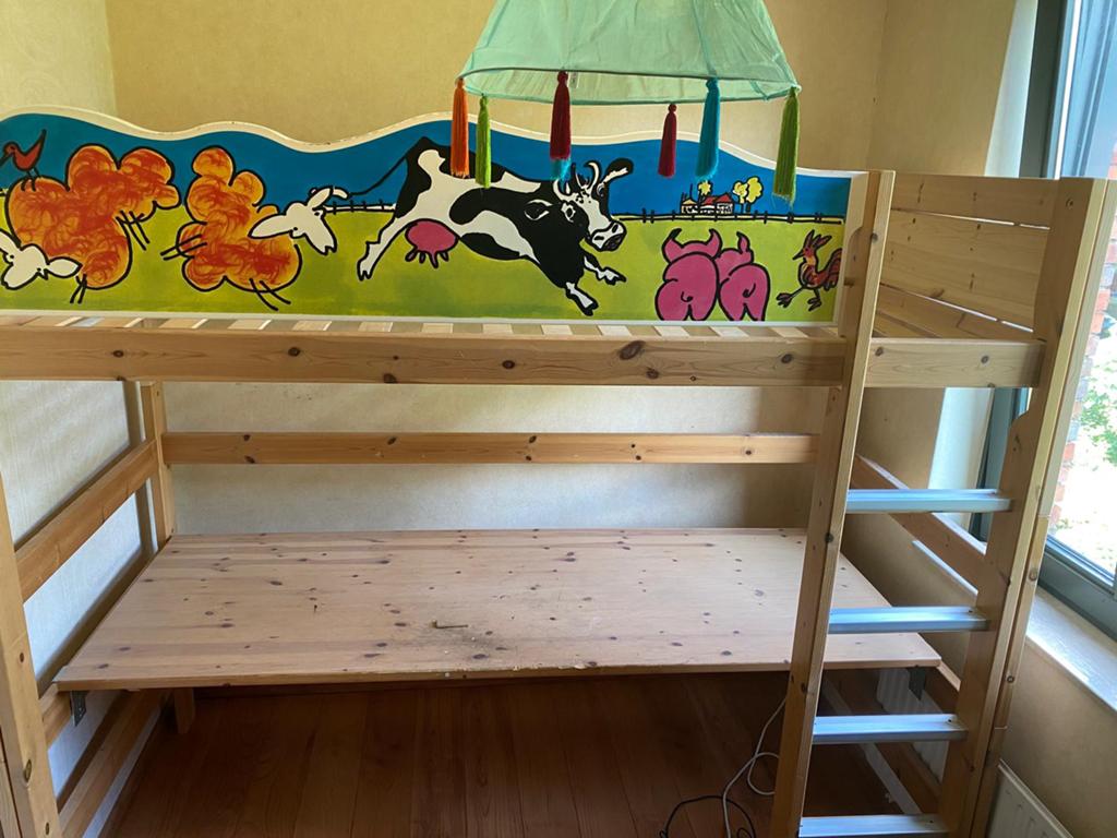 Hoog/laag bed met aanpasbaar bureau, Ophalen, Gebruikt, Hoogslaper, Eenpersoons