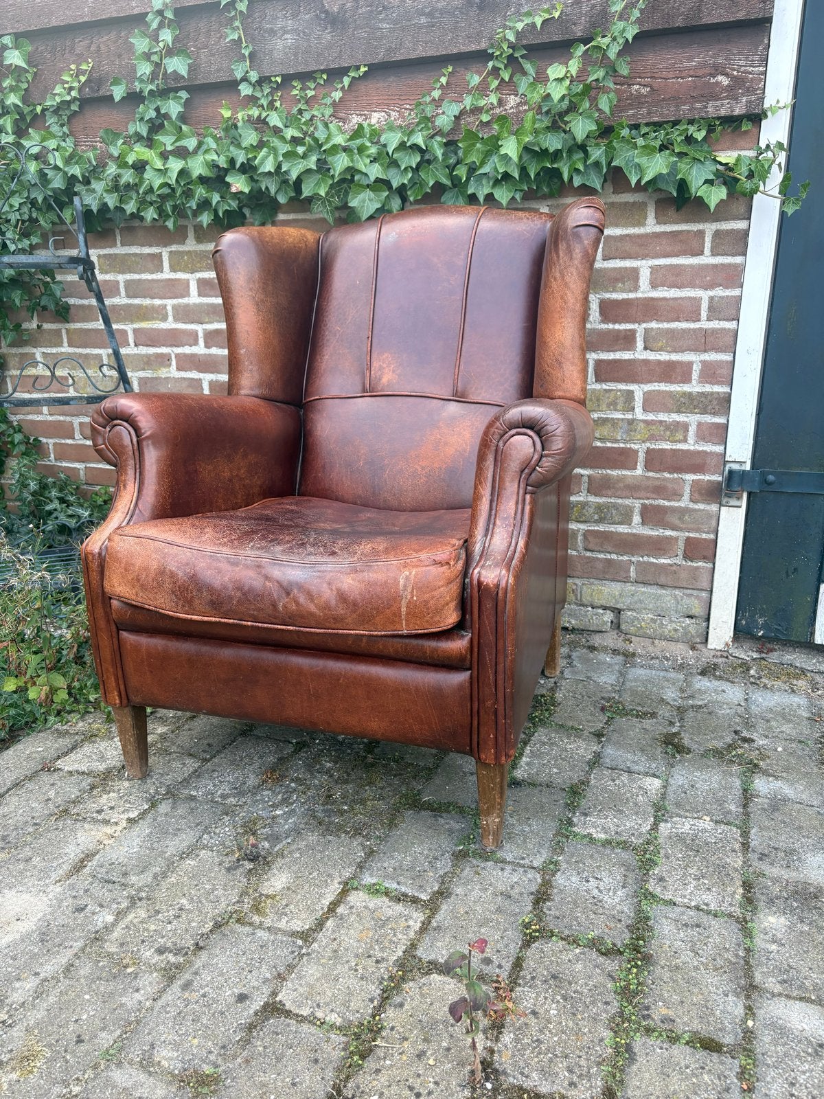 Vintage Leren Fauteuil, Antiek en Kunst, Antiek | Meubels | Stoelen en Banken, Ophalen